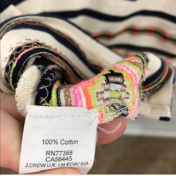 J.Crew neon stitchwork striped top size small - Picture 7 of 8